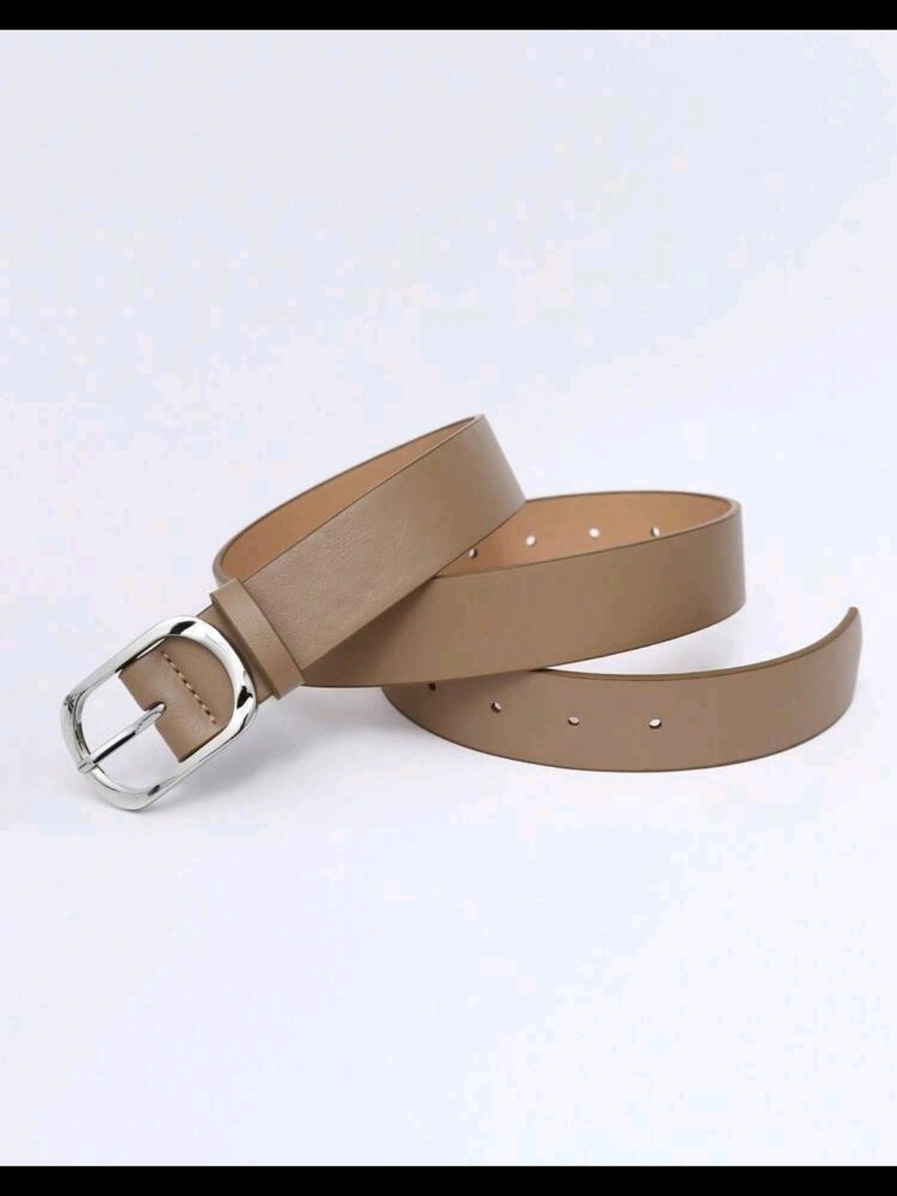 Ladies Smooth Tan Belt with Silver Buckle - Picture 3 of 5